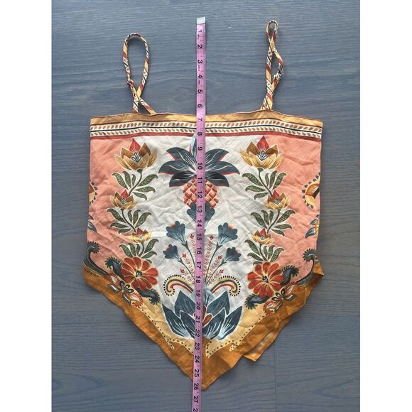 FARM RIO Regata Energies Floral Bandana Scarf Tank Top NWT Linen Blend Pineapple - Picture 8 of 9